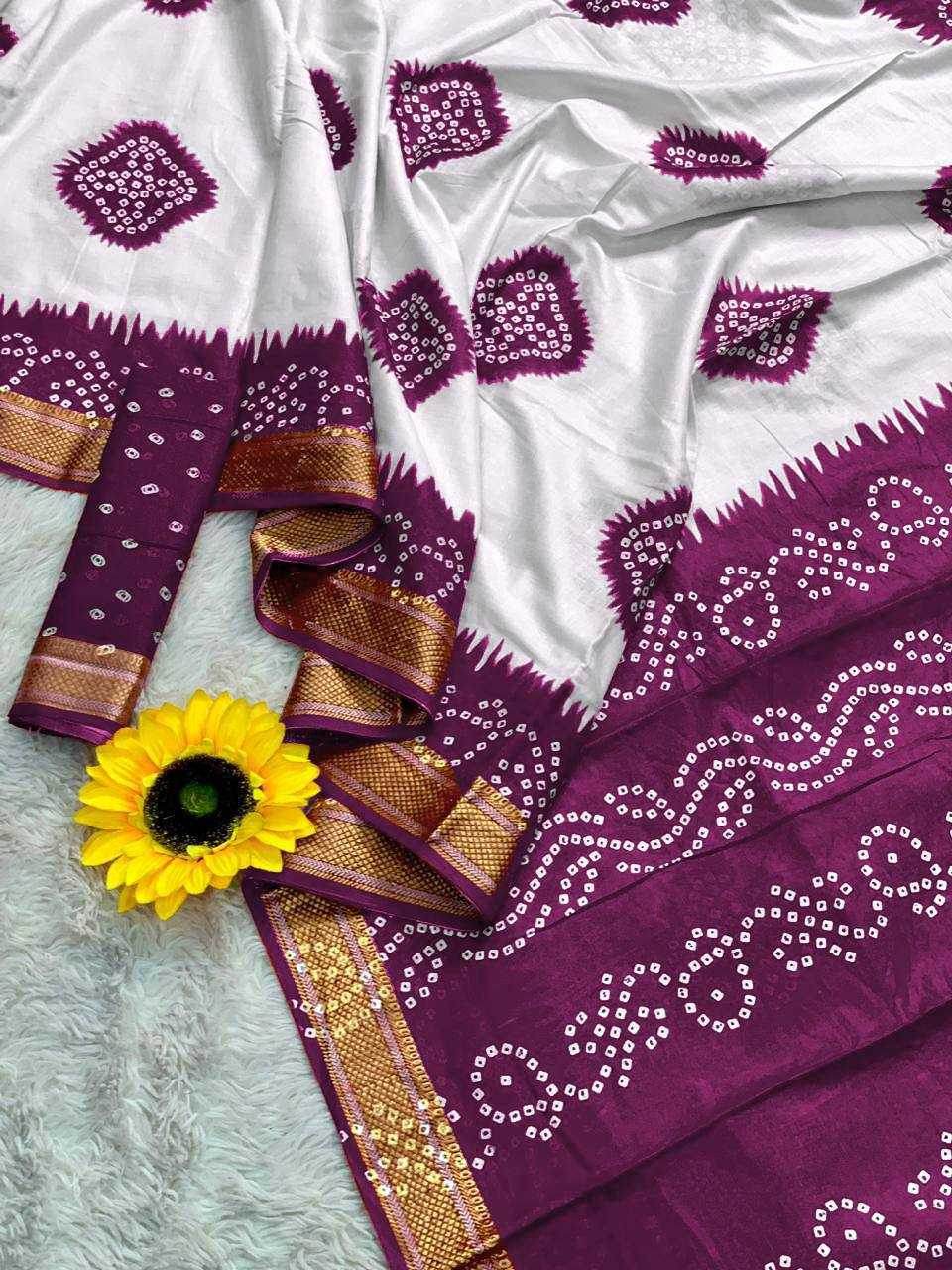 Bandhani Printed Cotton Sarees - MYLUXURY LANE ENTERPRISE